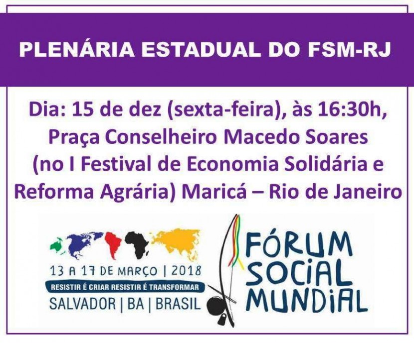 Plenária Estadual do FSM RJ