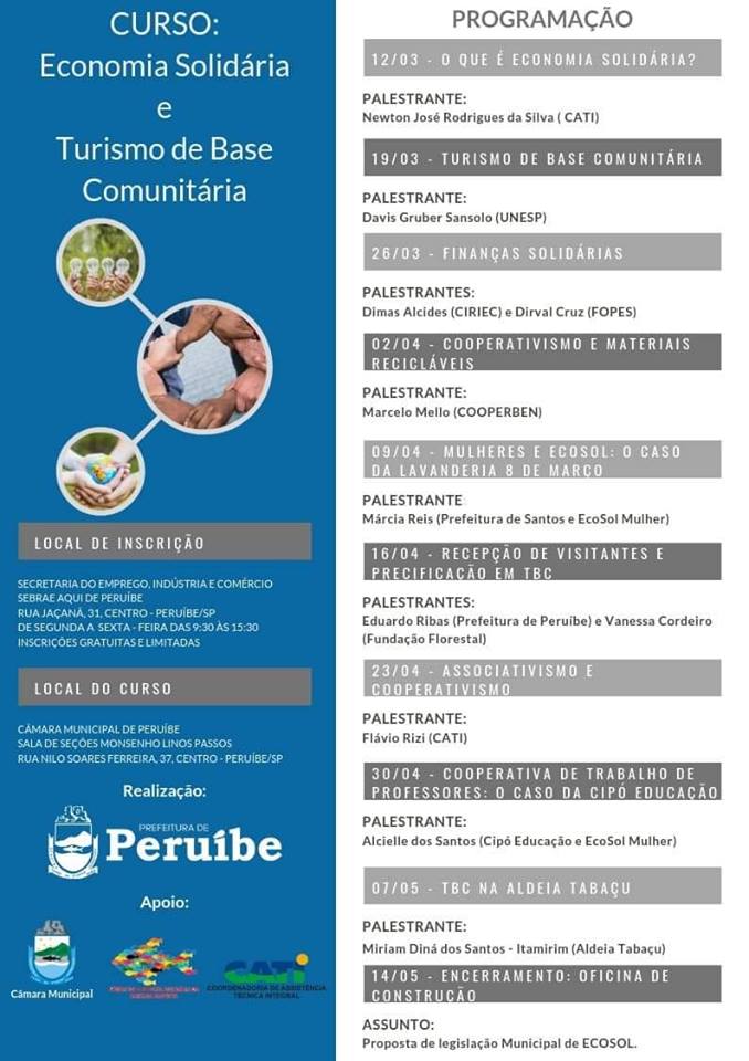 Curso: Economia Solidária e Turismo de Base Comunitária