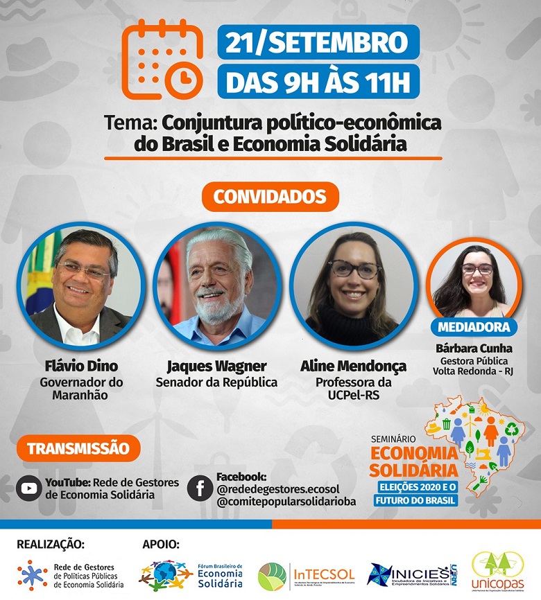 21/09 – Confira a Temática do Seminário Economia Solidária – Eleições 2020 e o Futuro do Brasil