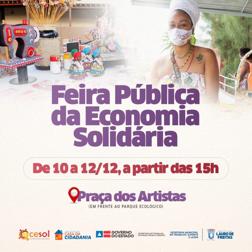 Do artesanato à gastronomia: Feira de Economia Solidária será aberta nesta sexta (10), em Lauro de Freitas/BA